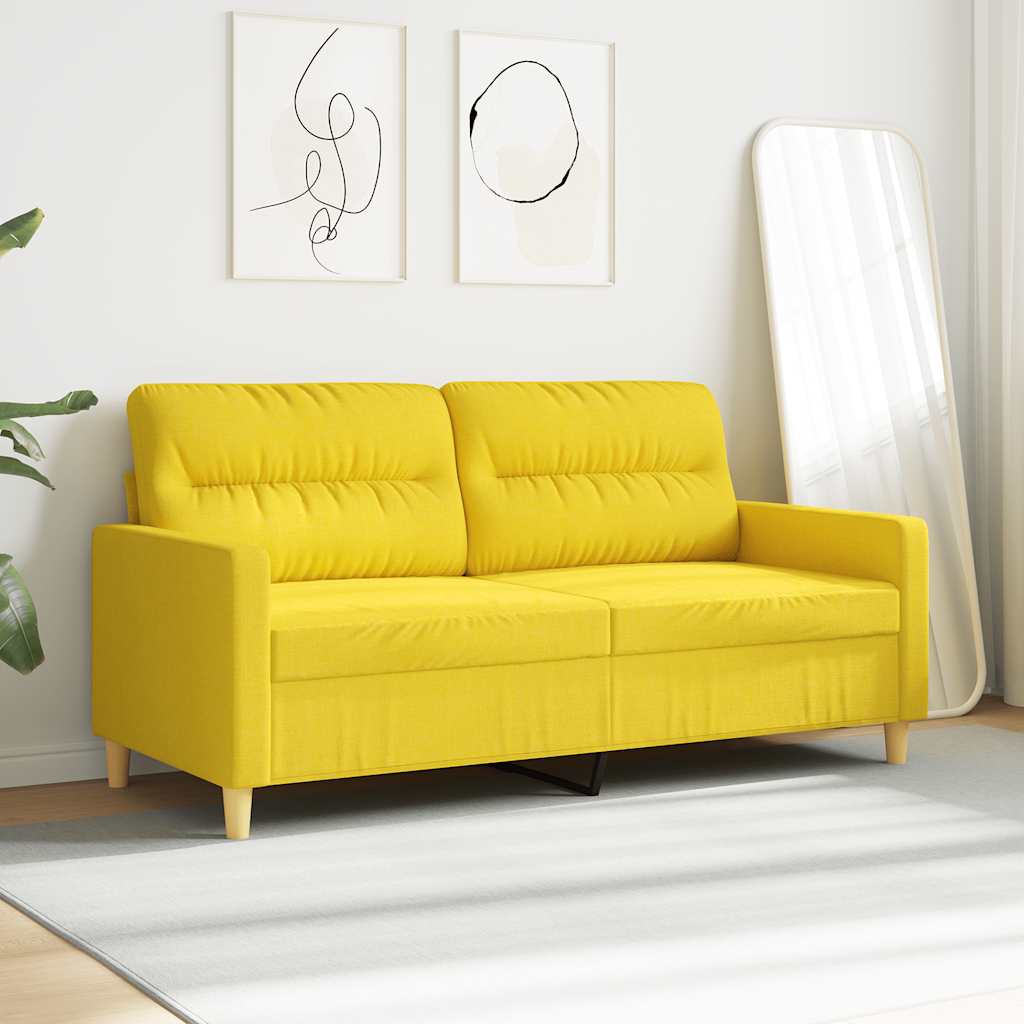 Sofá de 2 lugares 140 cm tecido amarelo-claro