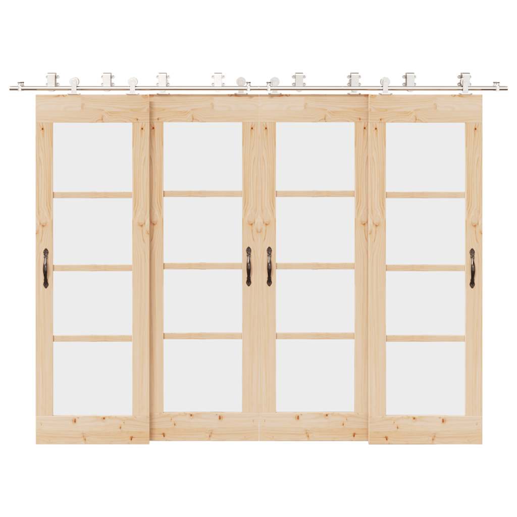 Kit ferragens p/ porta deslizante 366cm aço inoxidável prateado