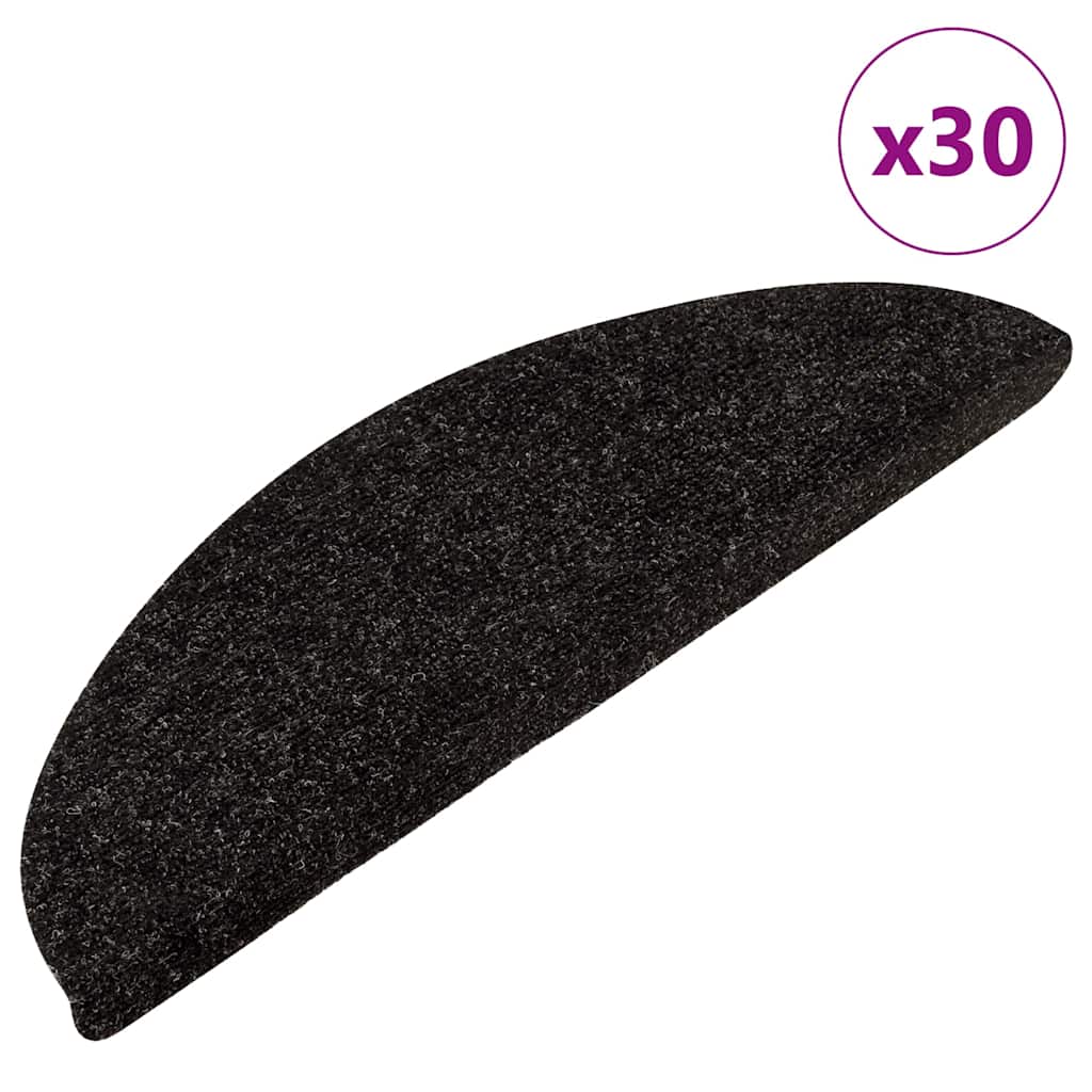 Tapetes de escada adesivos 30 pcs 56x17x3 cm antracite