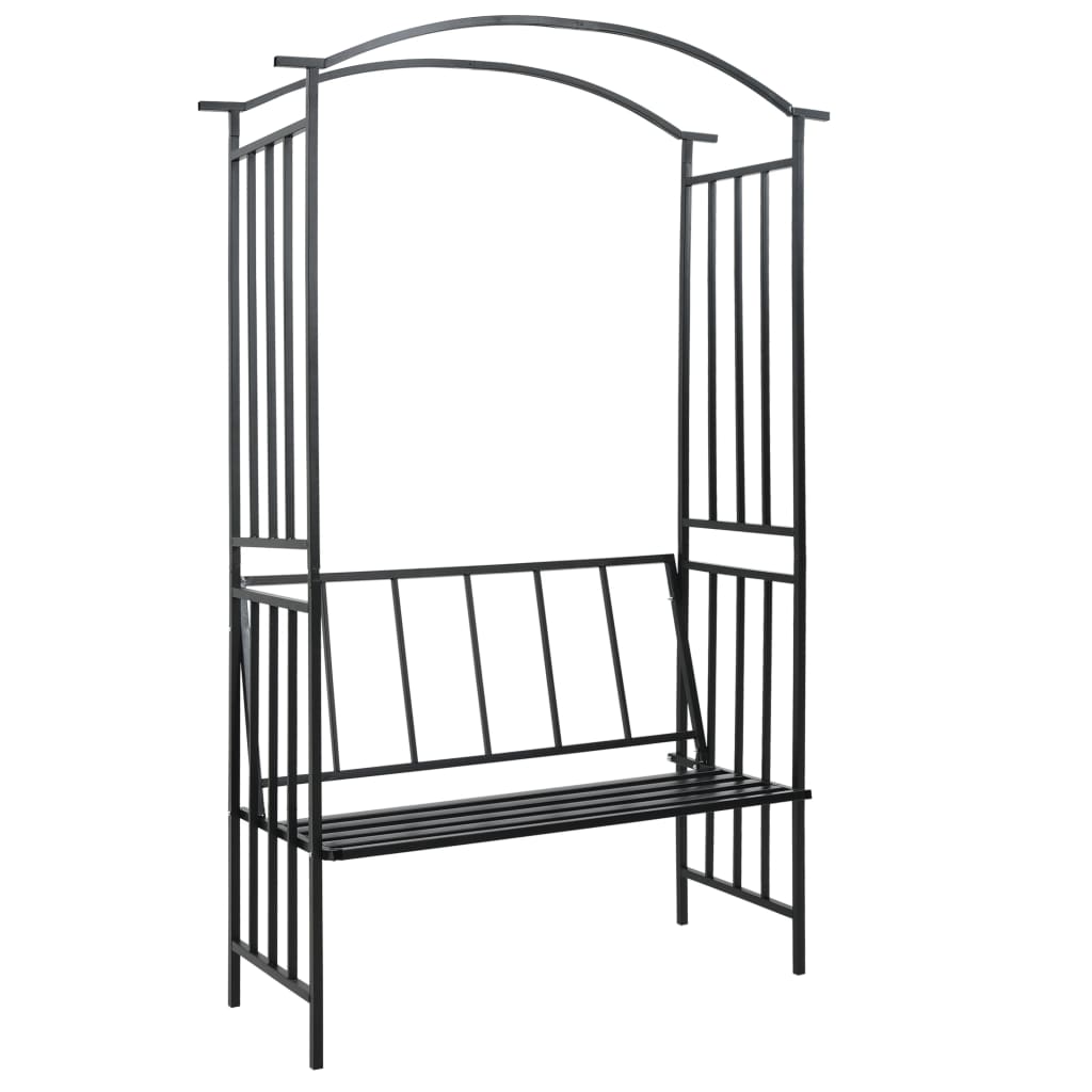 Arco de jardim com banco 128x50x207 cm ferro preto