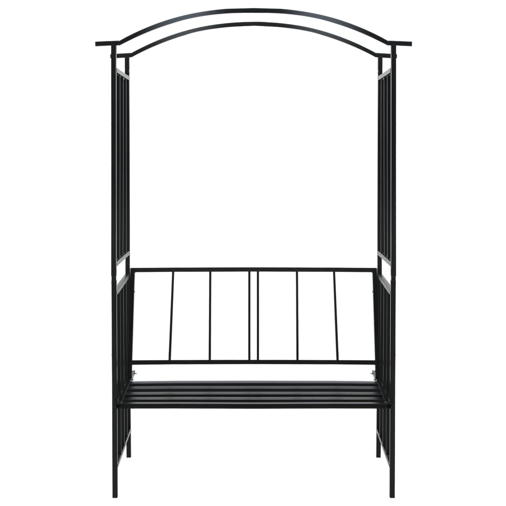 Arco de jardim com banco 128x50x207 cm ferro preto