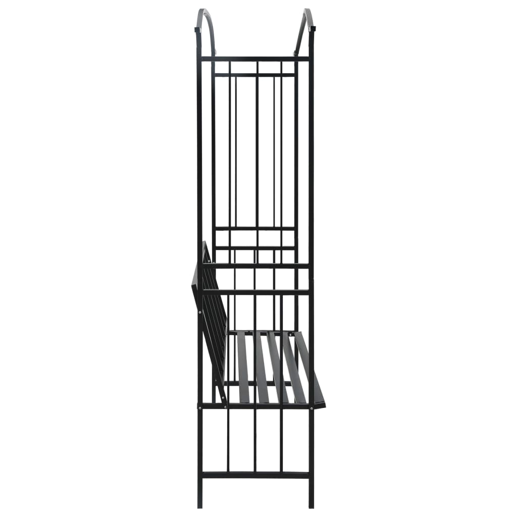 Arco de jardim com banco 128x50x207 cm ferro preto
