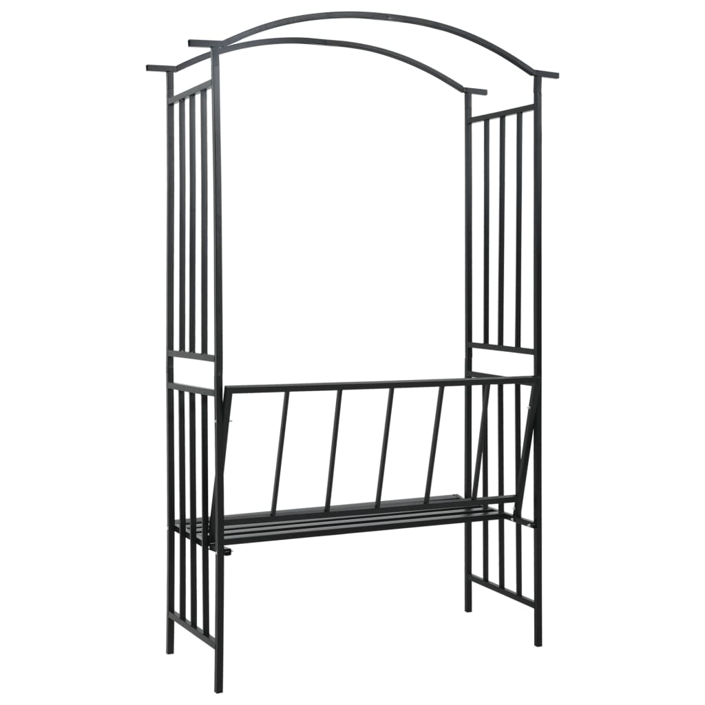 Arco de jardim com banco 128x50x207 cm ferro preto