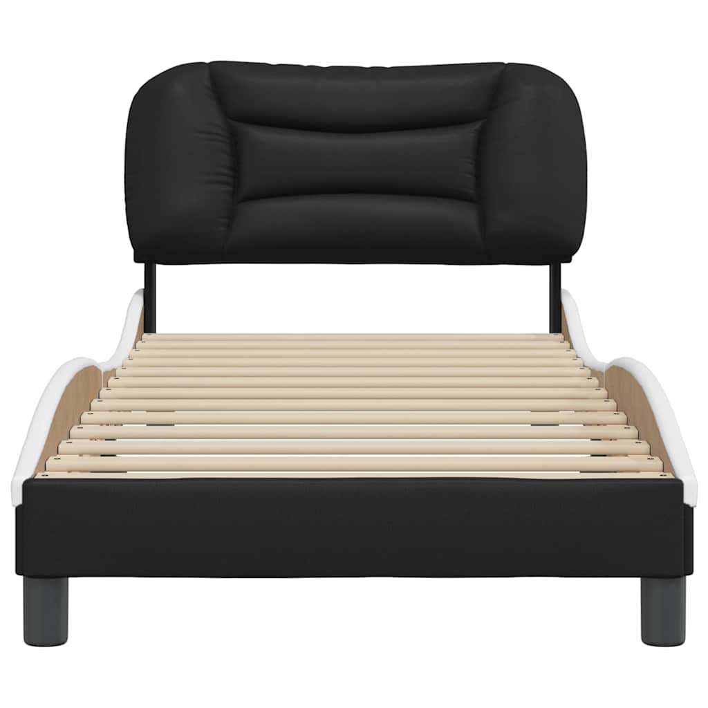 Estrutura de cama sem colchão hvar couro artif. 80x200 cm preto/branco