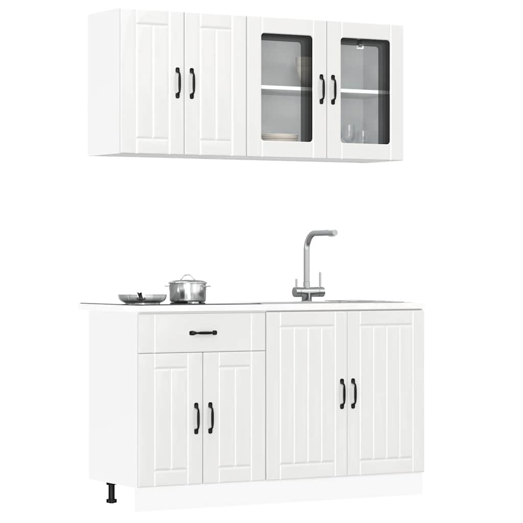 4 Peças armário de cozinha conjunto lucca branco brilhante