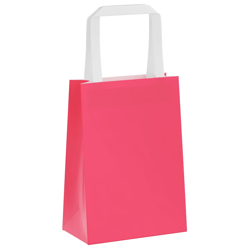 Sacos de papel 250 unid com alças rosa 15x8x21 cm