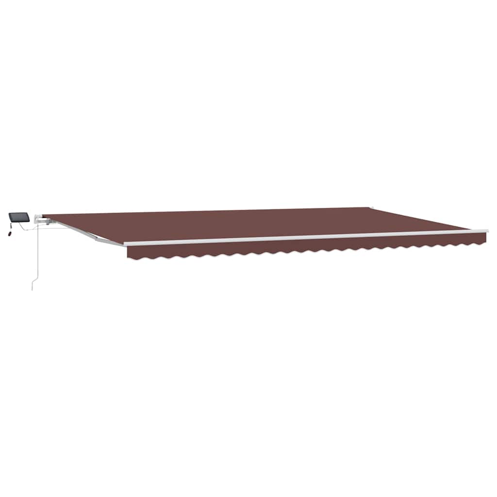 Toldo retrátil manual com luz LED 600x300 cm castanho