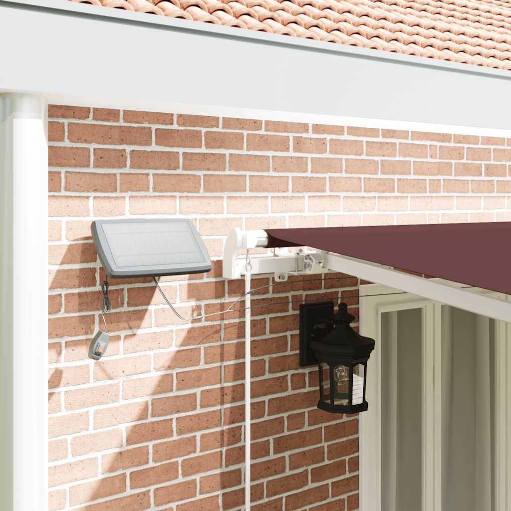 Toldo retrátil manual com luz LED 600x300 cm castanho