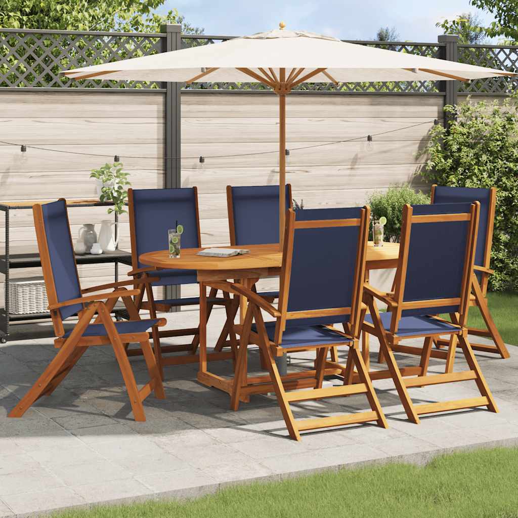 Cadeiras de jardim dobráveis 6 pcs acácia maciça e textilene