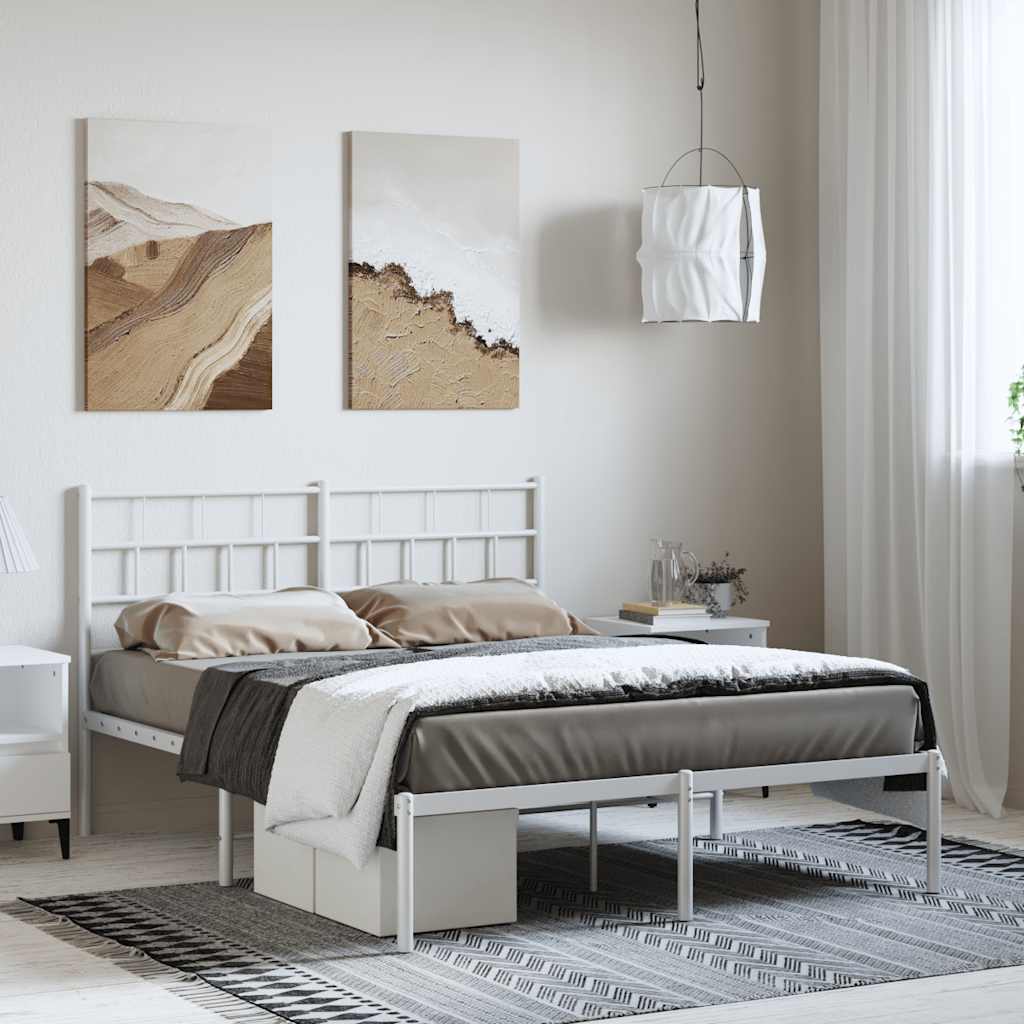Estrutura de cama com cabeceira 150x200 cm metal branco