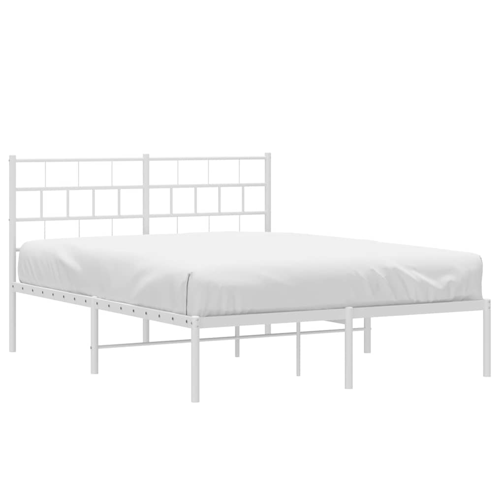 Estrutura de cama com cabeceira 150x200 cm metal branco