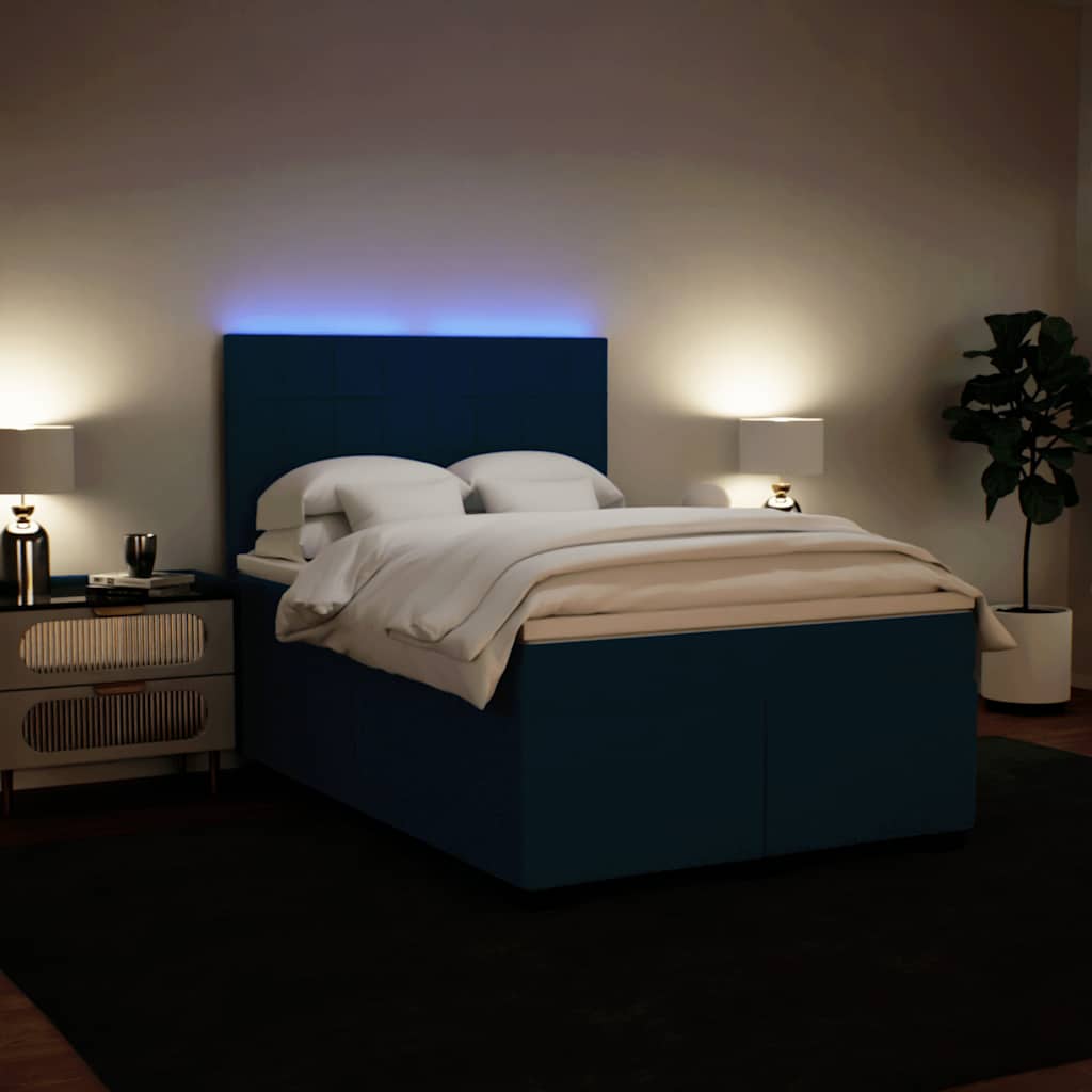 Cama com molas/colchão 140x200 cm veludo azul