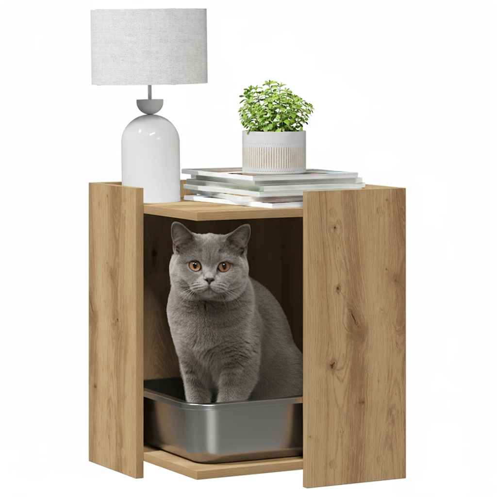 Compartim. caixa areia gatos deriv. madeira carvalho artisiano