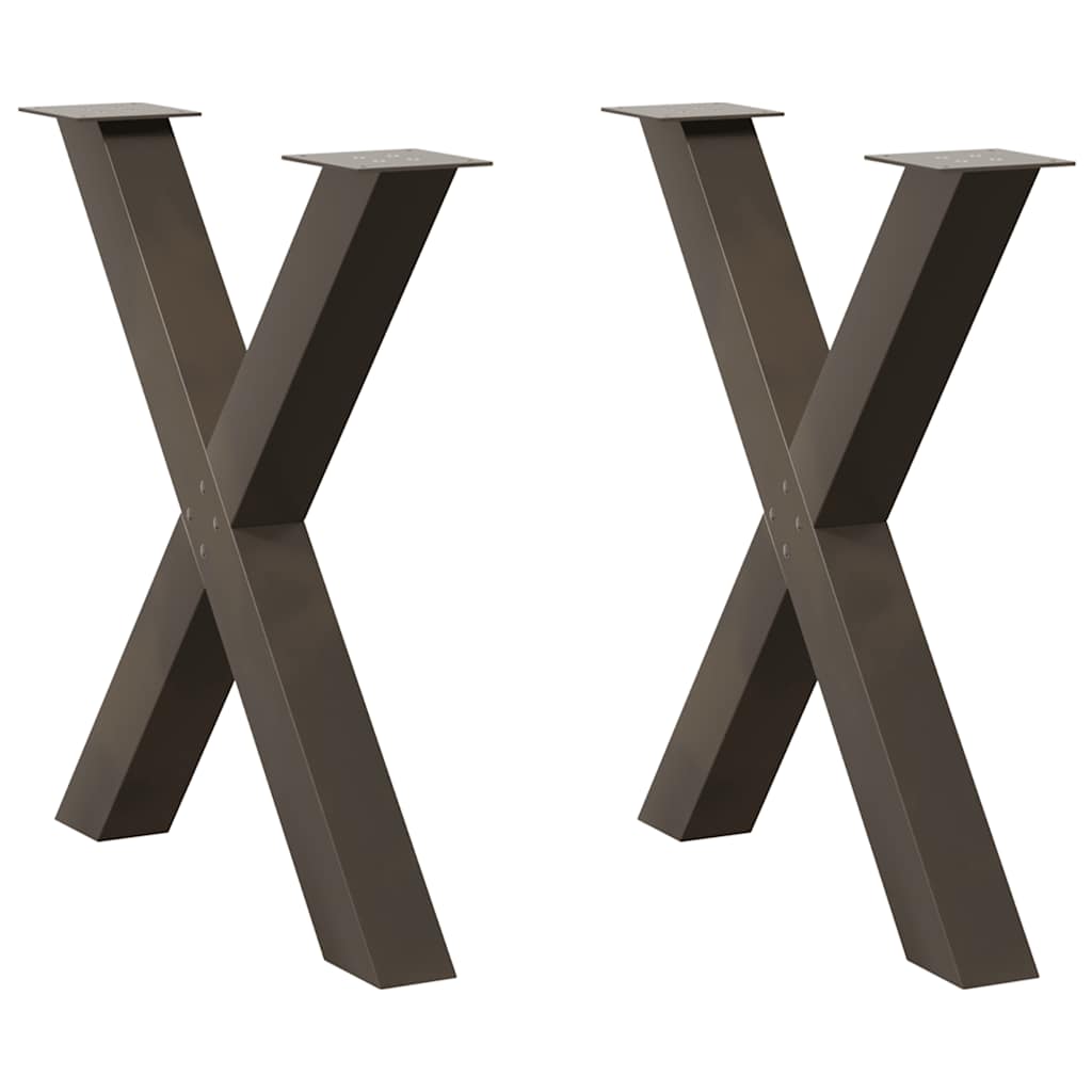 Pés para mesa de jantar em formato de x, 2 peças, aço natural, 70x(72-73) cm, aço