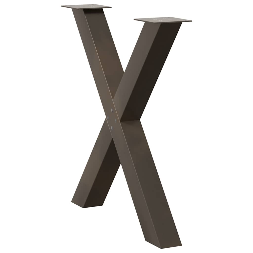Pés para mesa de jantar em formato de x, 2 peças, aço natural, 70x(72-73) cm, aço