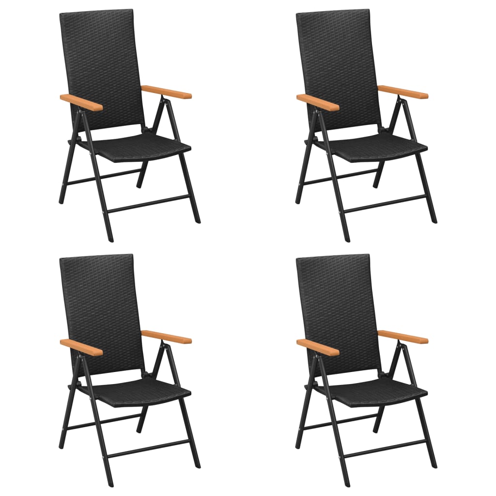5 Pcs conjunto de jantar p/ jardim vime PE preto e castanho