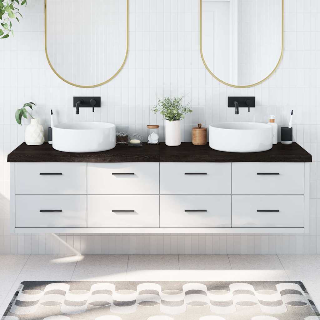 Bancada p/ wc 200x50x(2-6)cm madeira tratada maciça castanho