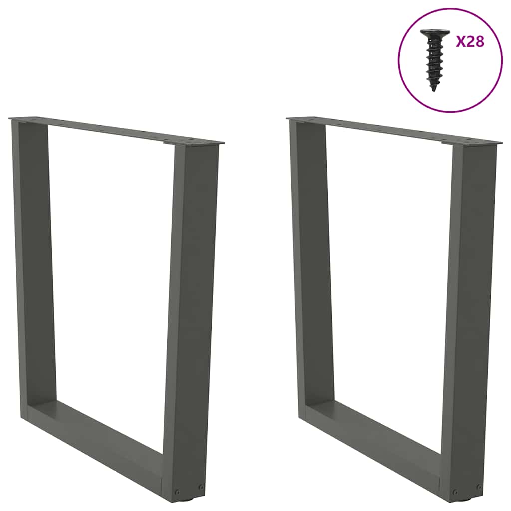 Pés para mesa de jantar em v 2 peças antracite 80x(72-73,3) cm aço