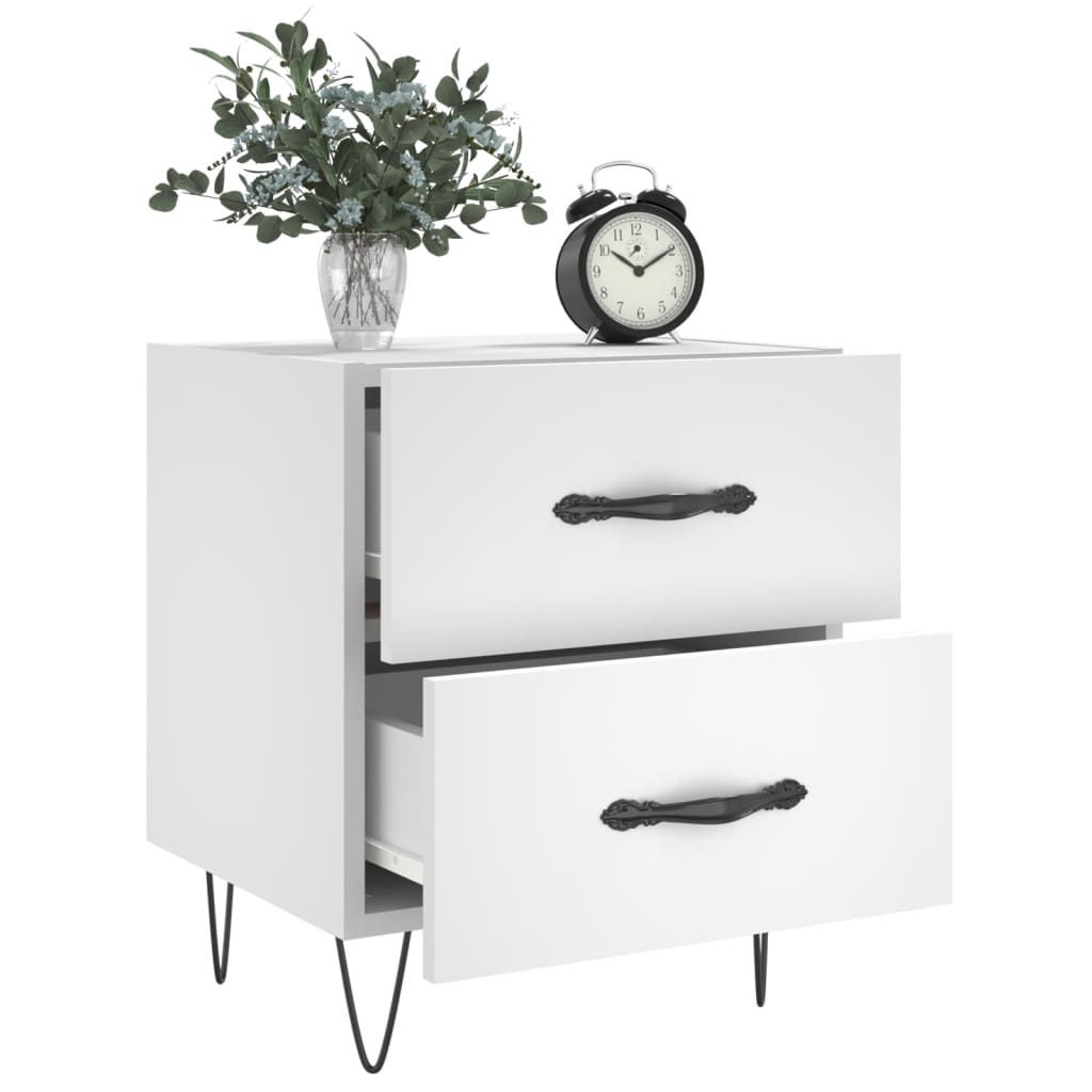 Mesas de cabeceira 2 pcs 40x35x47,5 cm deriv. de madeira branco
