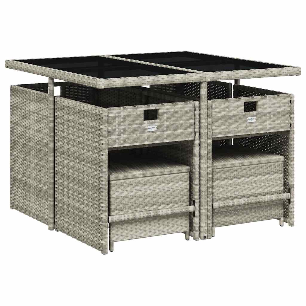 9 Pcs conjunto de jantar p/ jardim c/ almofadões cinzento claro