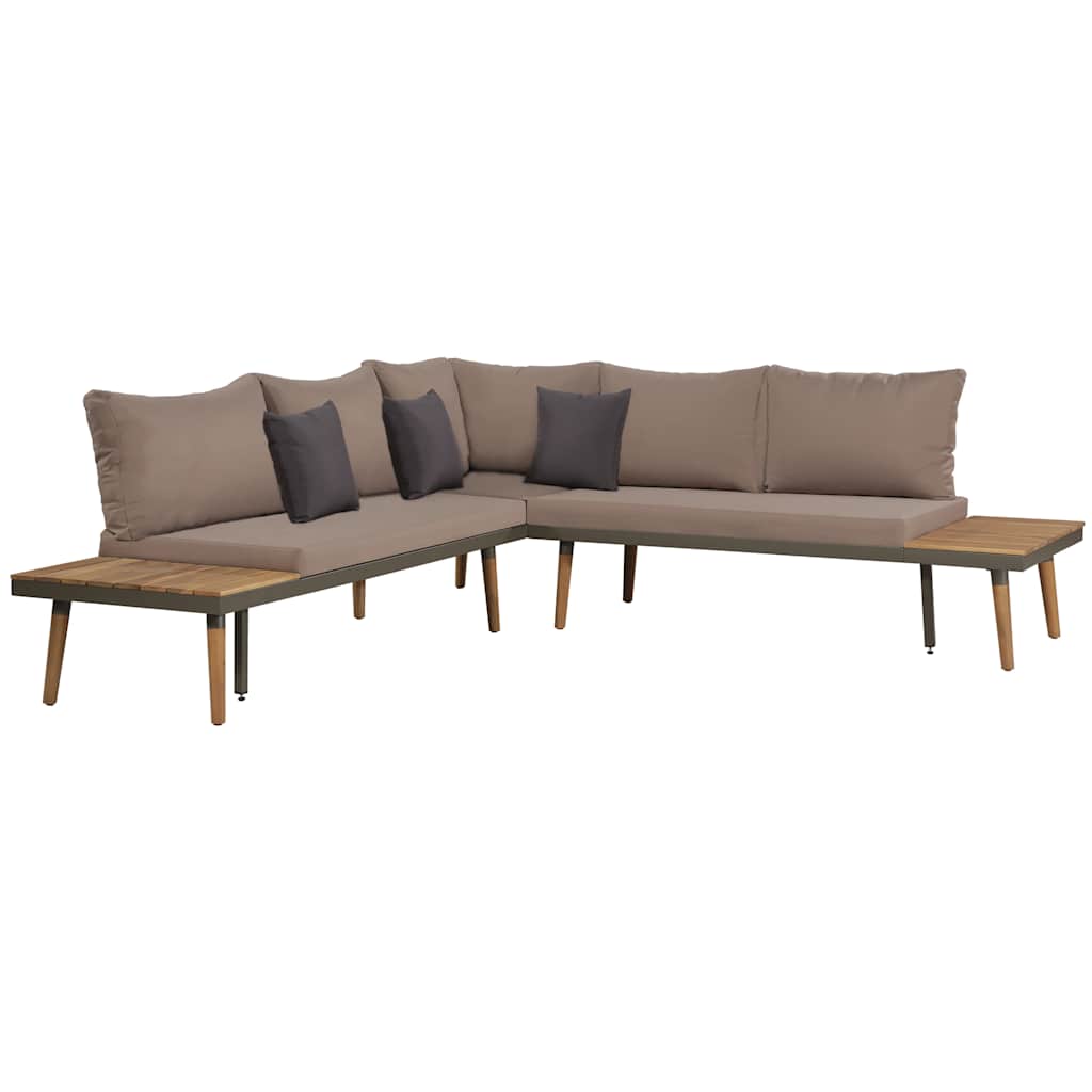 4 Pcs conj. lounge jardim c/ almofadões acácia maciça castanho