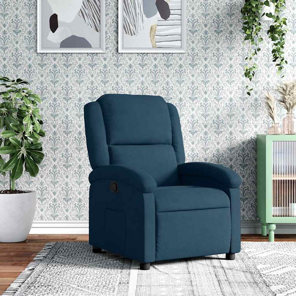 Poltrona reclinável veludo azul