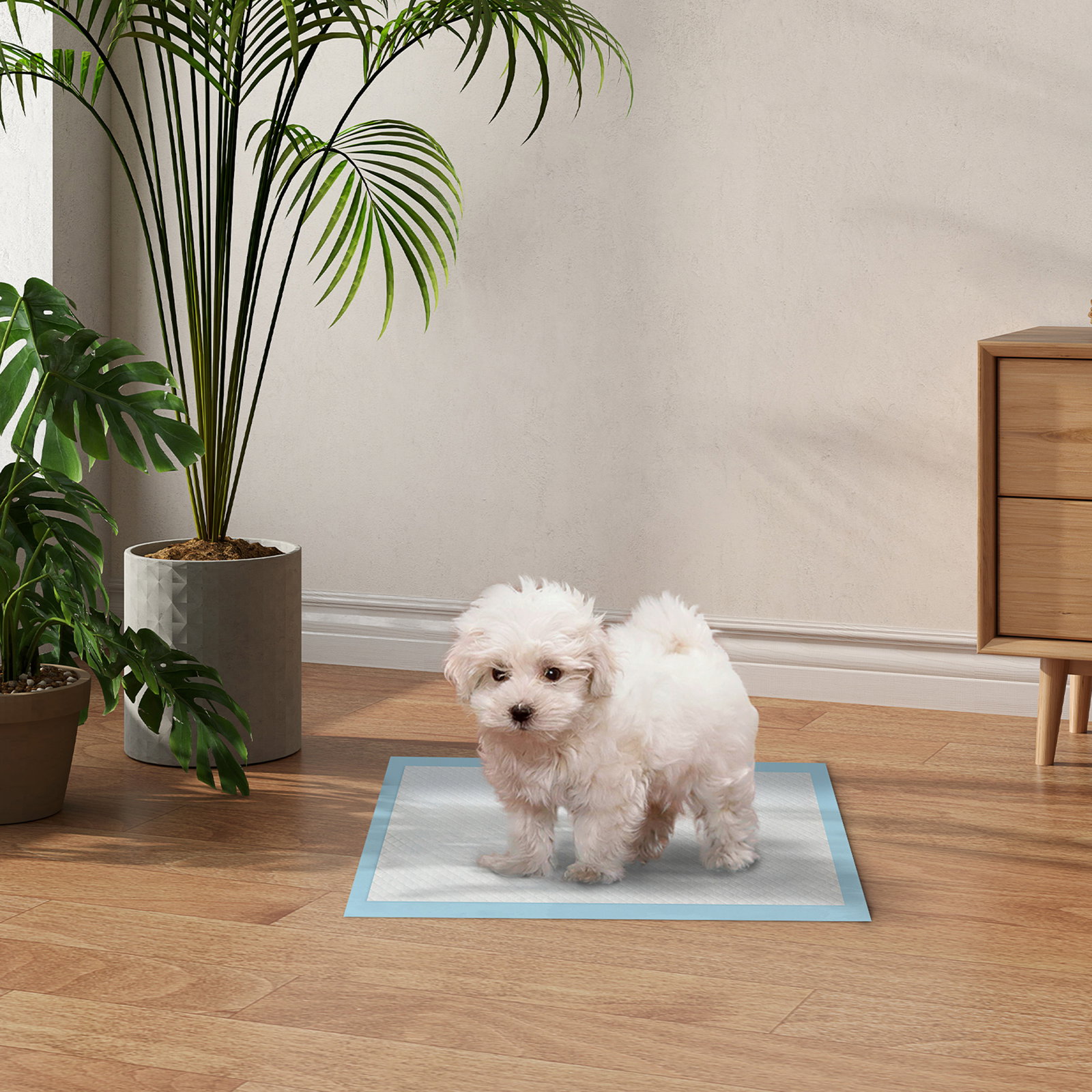 Resguardos de treino animais de estimação 100 unidades 45x30 cm resguardos absorventes para cães com 6 camadas azul