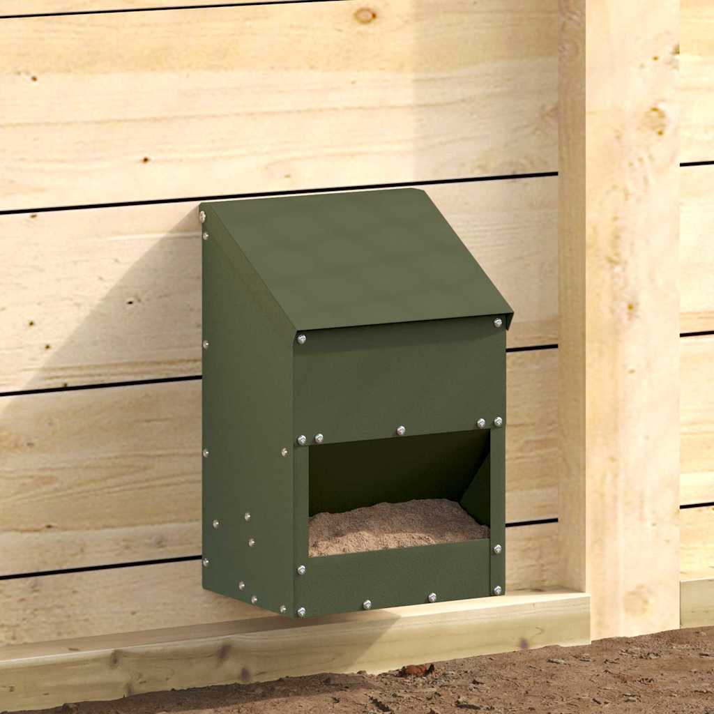Comedouro para galinha verde oliva 21 x 16 x 33 cm