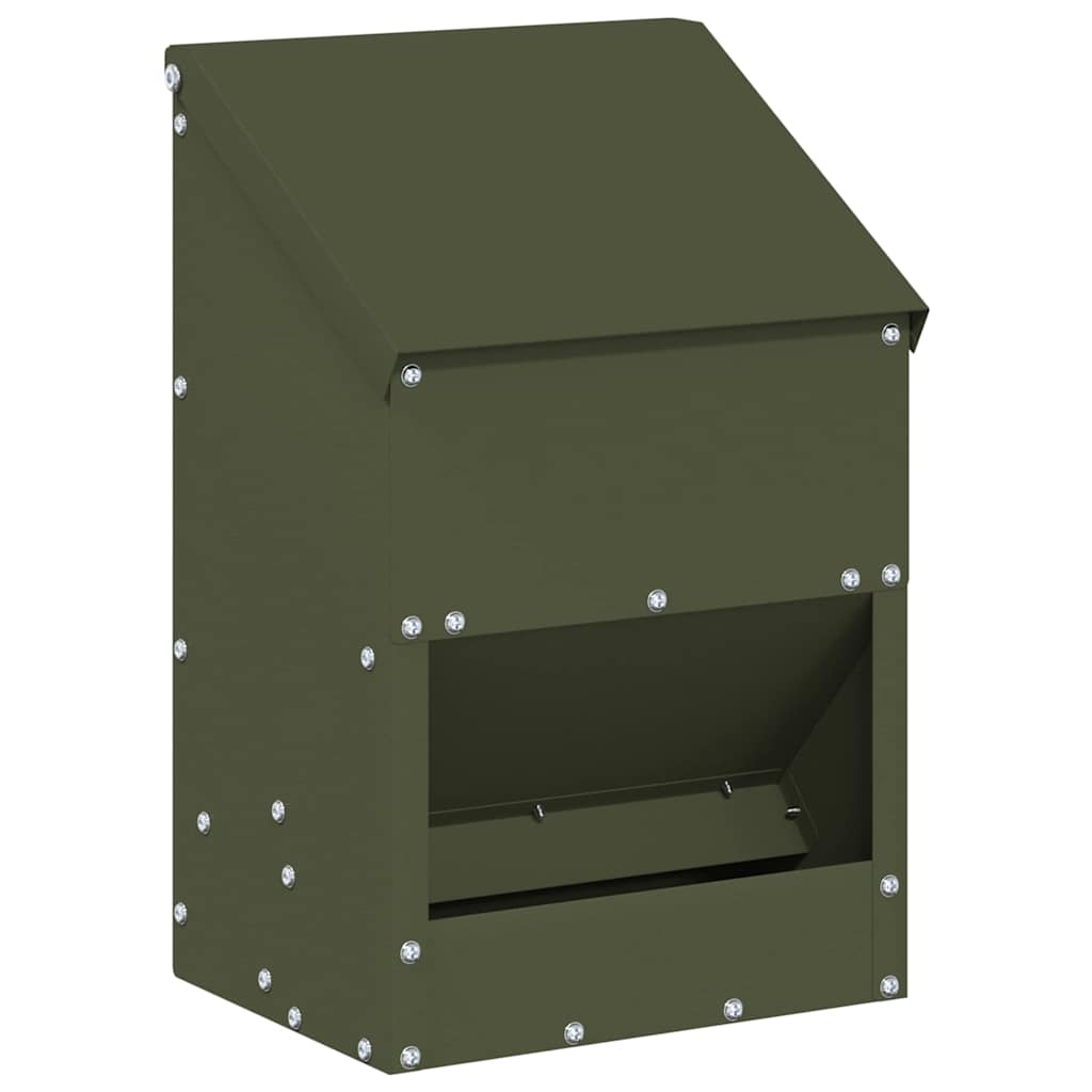 Comedouro para galinha verde oliva 21 x 16 x 33 cm