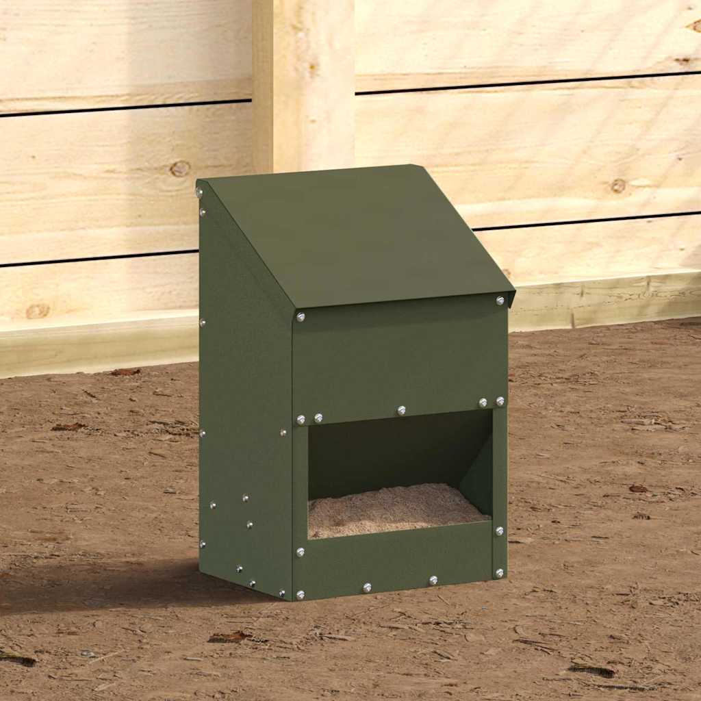 Comedouro para galinha verde oliva 21 x 16 x 33 cm