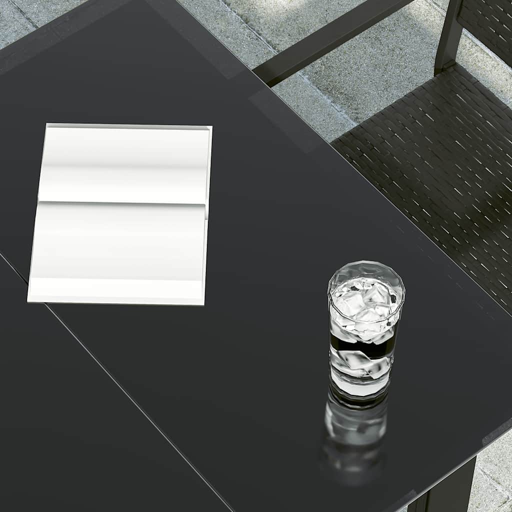 Mesa de jantar para jardim 80x80x74 cm aço e vidro preto