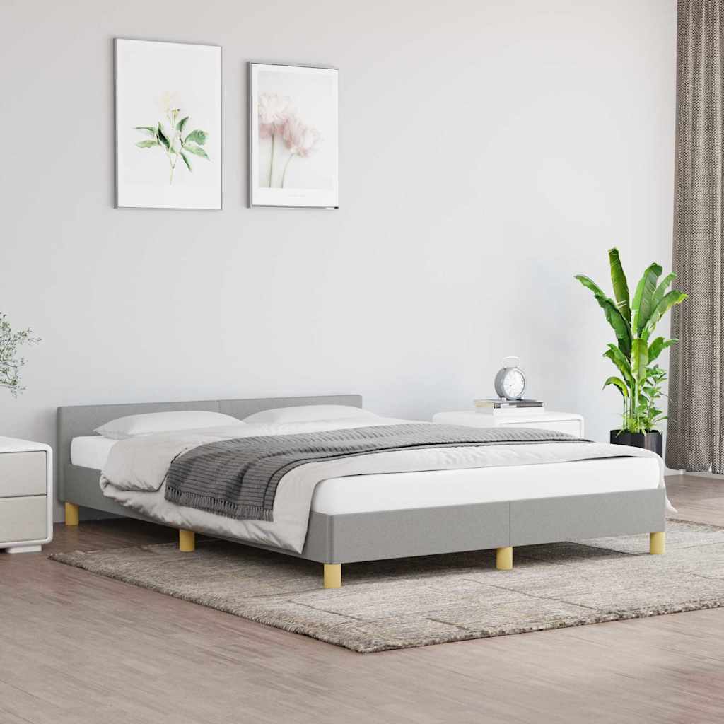 Estrutura de cama sem colchão 140x190 cm tecido cinzento-claro