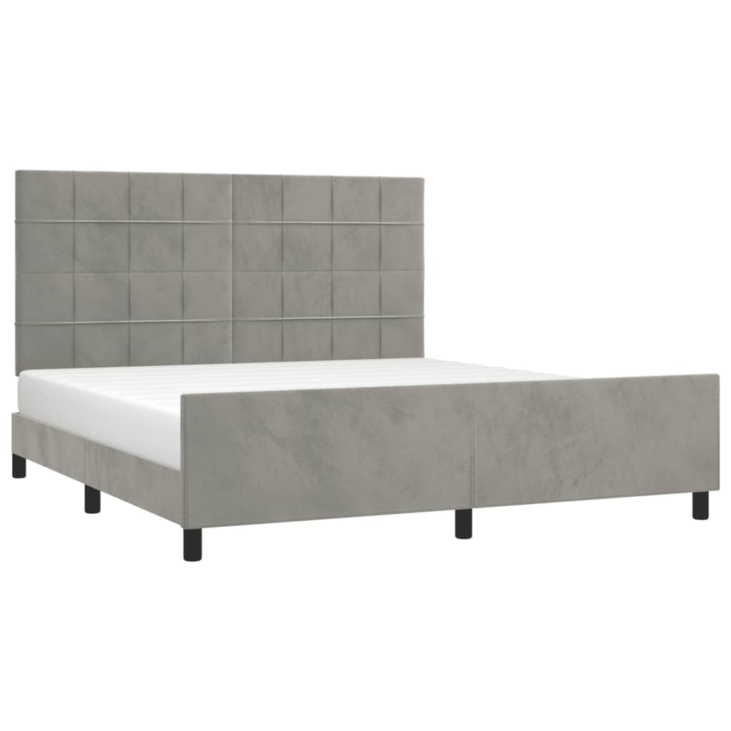 Estrutura de cama sem colchão 160x200 cm veludo cinzento-claro