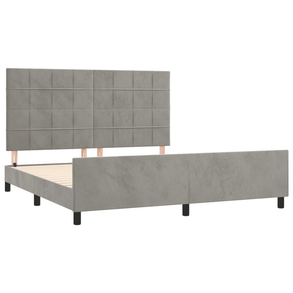 Estrutura de cama sem colchão 160x200 cm veludo cinzento-claro