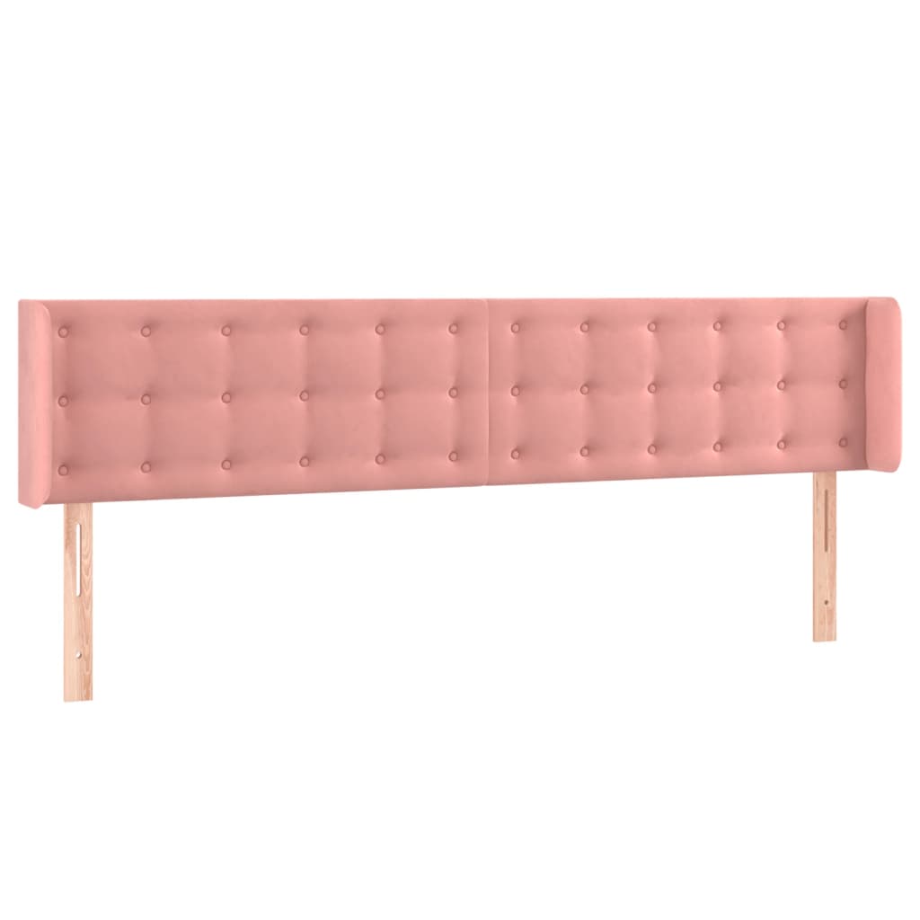 Cabeceira de cama c/ luzes LED veludo 183x16x78/88 cm rosa