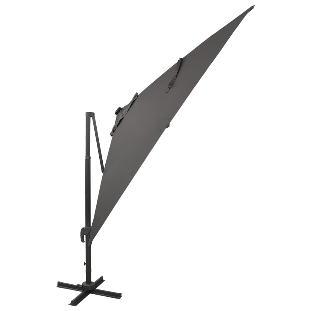 Guarda-sol jardim cantilever c/ poste/luzes LED 300cm antracite