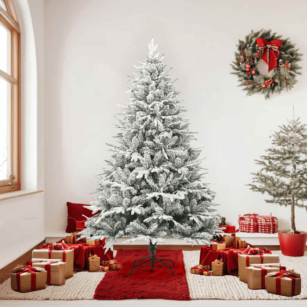 Árvore de natal artificial com neve 180 cm PVC e PE verde