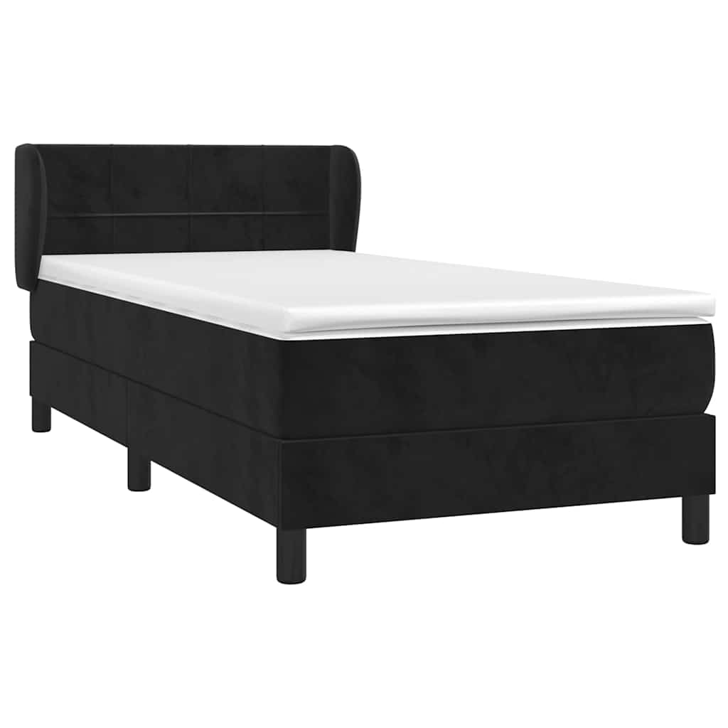 Cama com molas/colchão 100x200 cm veludo preto