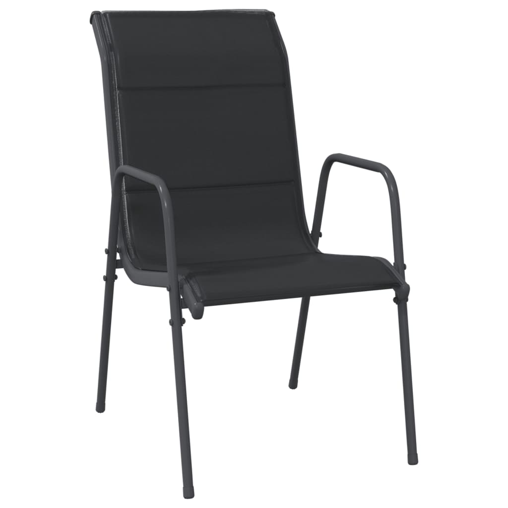 5 Pcs conjunto de jantar para jardim aço e textilene preto