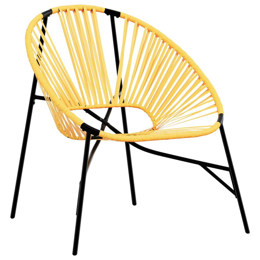 Cadeiras de jardim 3 pcs vime preto e amarelo