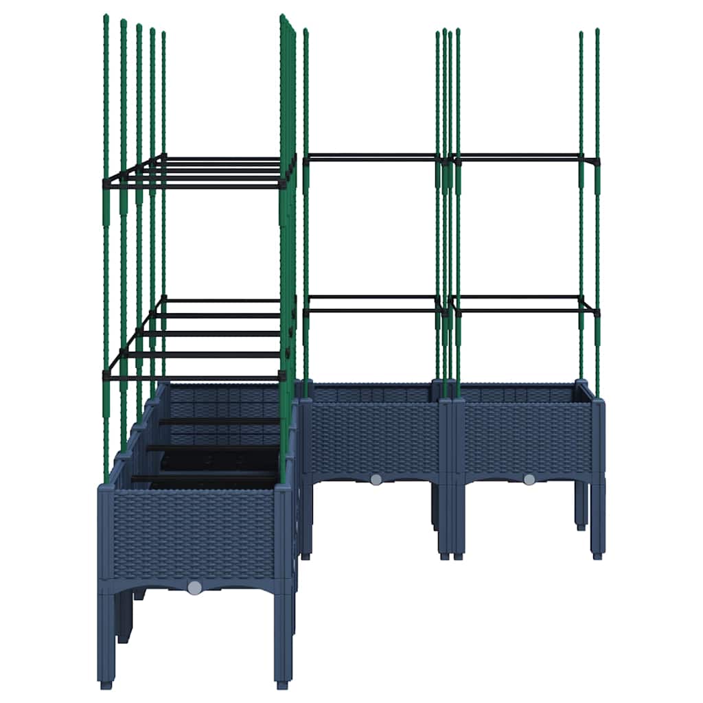Vaso/floreira de jardim c/ treliça 160x120x142,5 cm PP cinzento azul