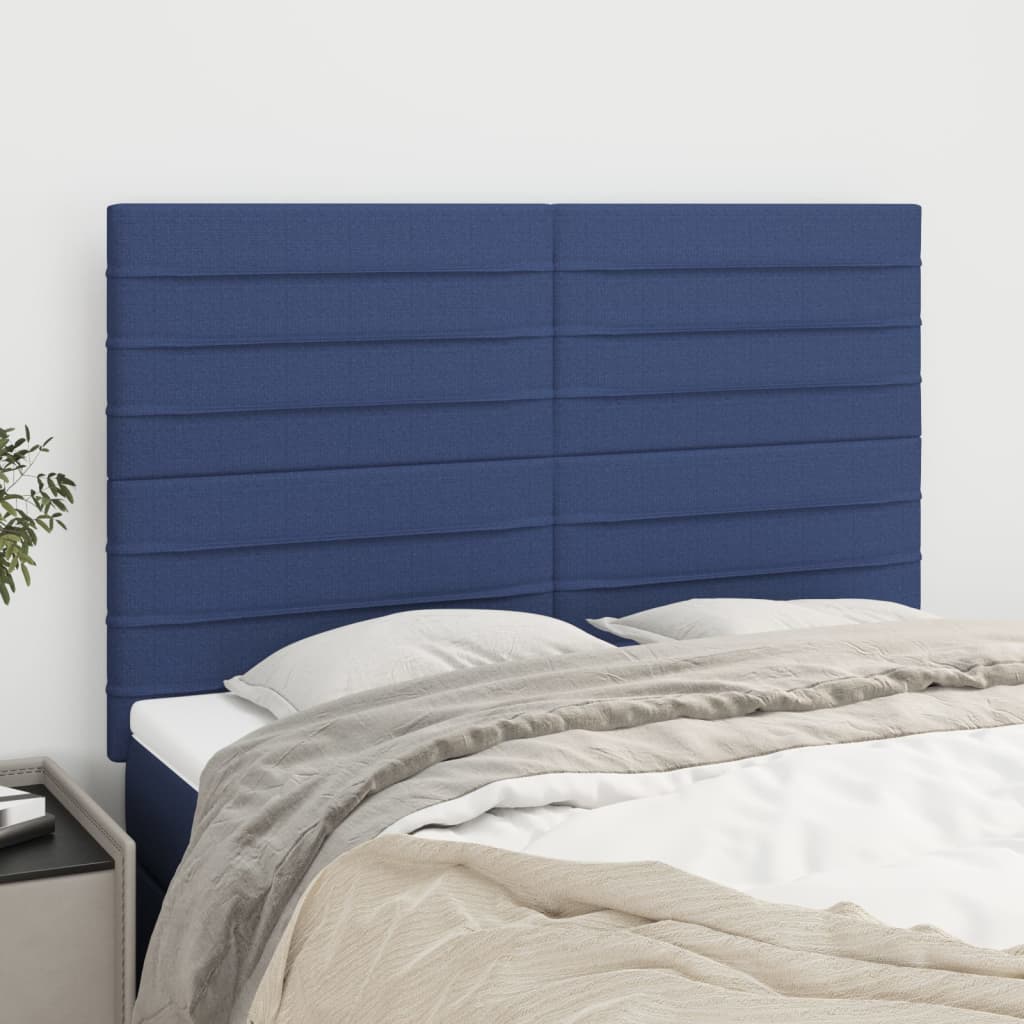 Cabeceira azul 144x5x118/128 cm tecido