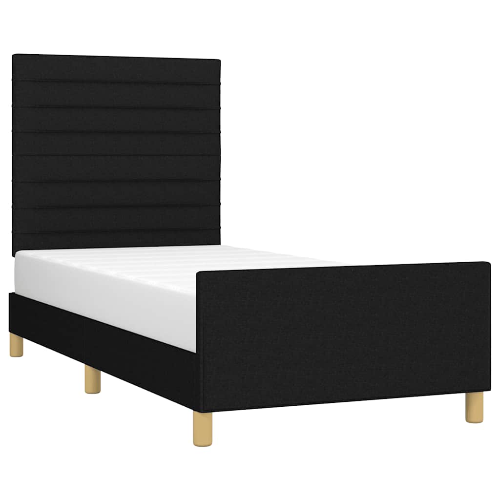 Estrutura de cama sem colchão 80x200 cm tecido preto