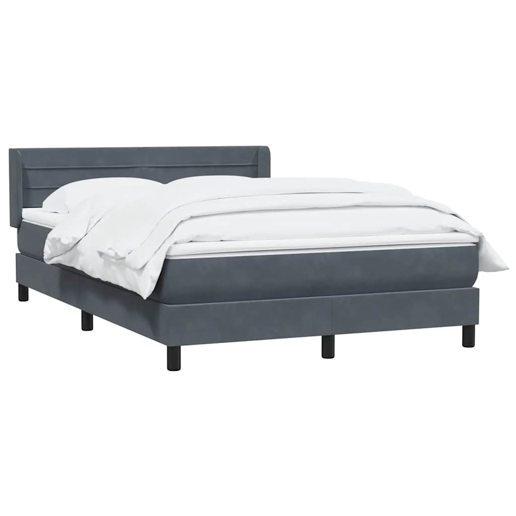 Cama com molas/colchão 160x210 cm veludo cinzento-escuro