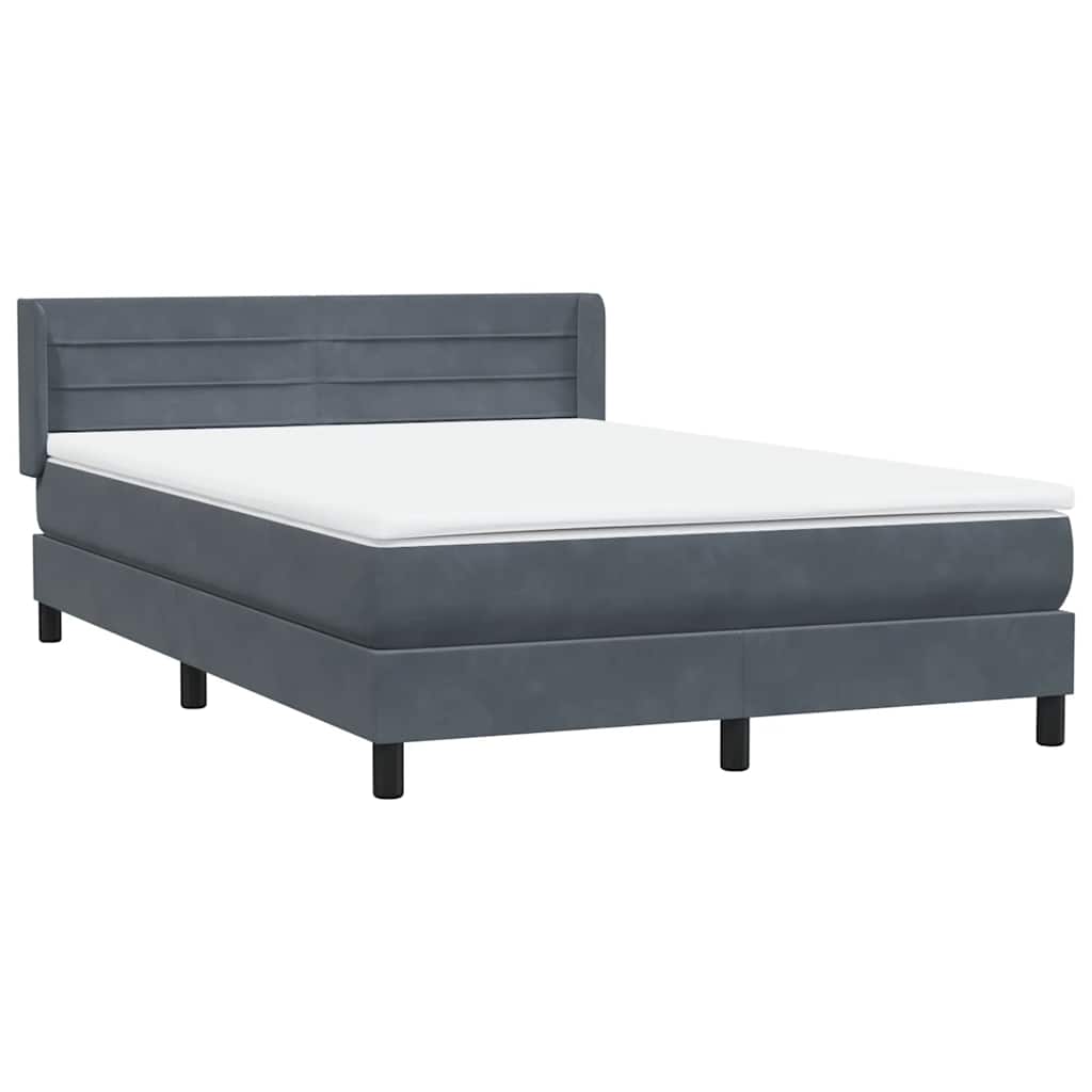 Cama com molas/colchão 160x210 cm veludo cinzento-escuro