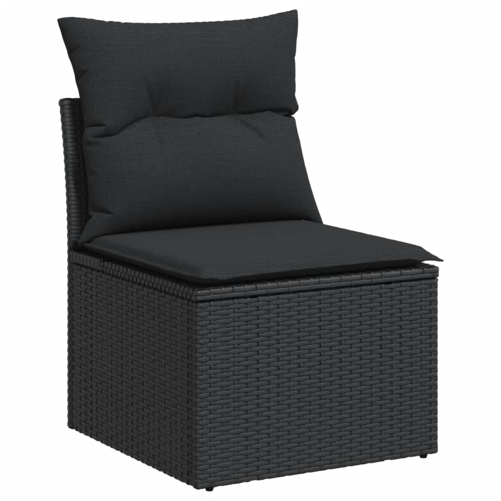 13 Pcs conjunto de sofás de jardim com almofadões vime PE preto