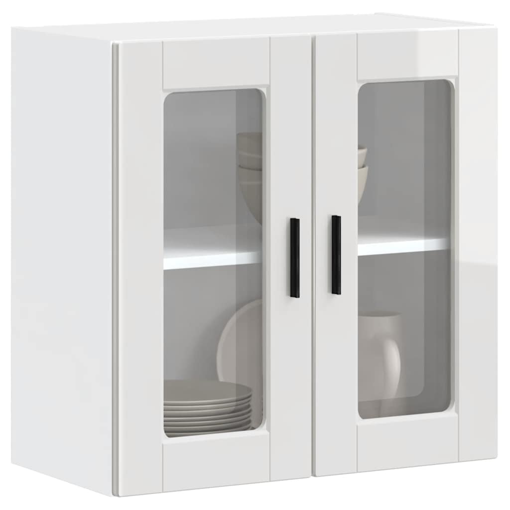 Armário de parede cozinha porta vidro porto branco alto brilho