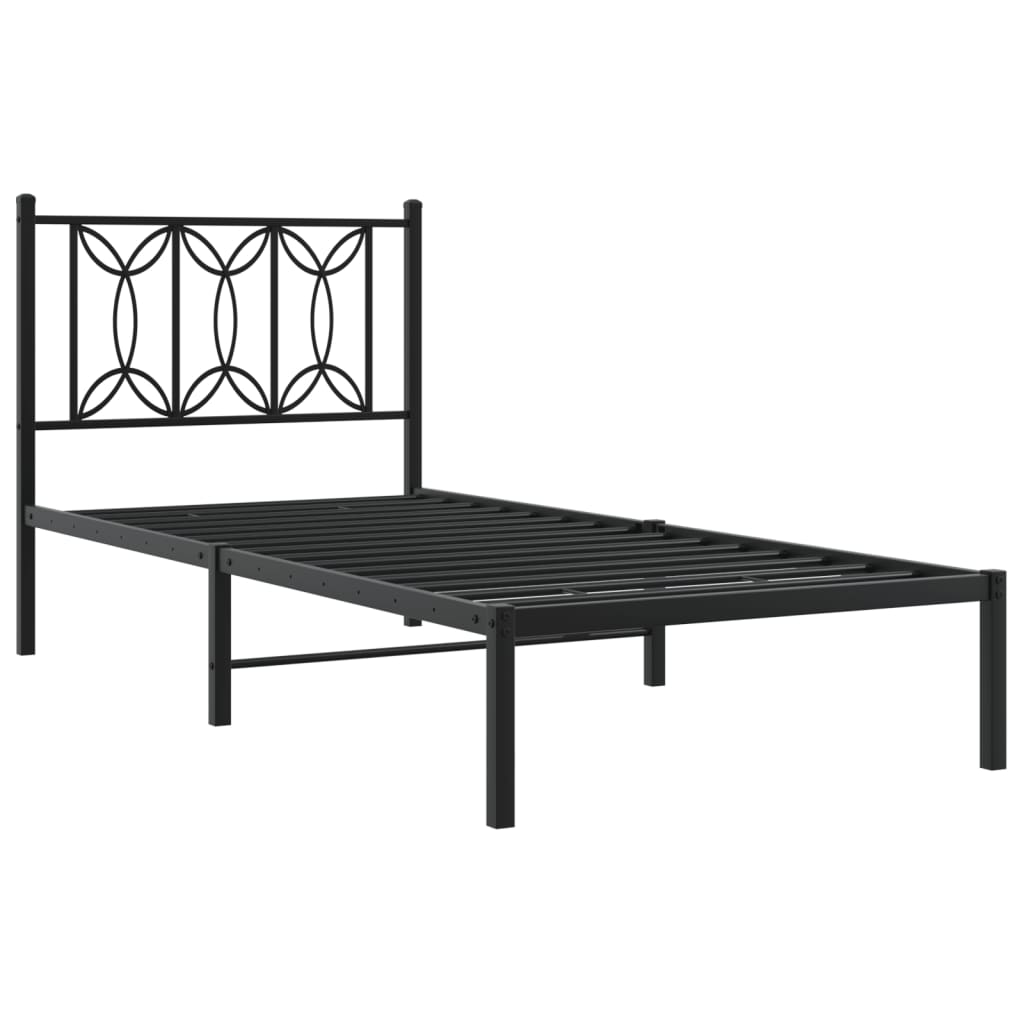 Estrutura de cama com cabeceira 80x200 cm metal preto