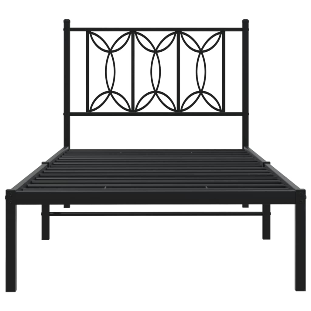 Estrutura de cama com cabeceira 80x200 cm metal preto
