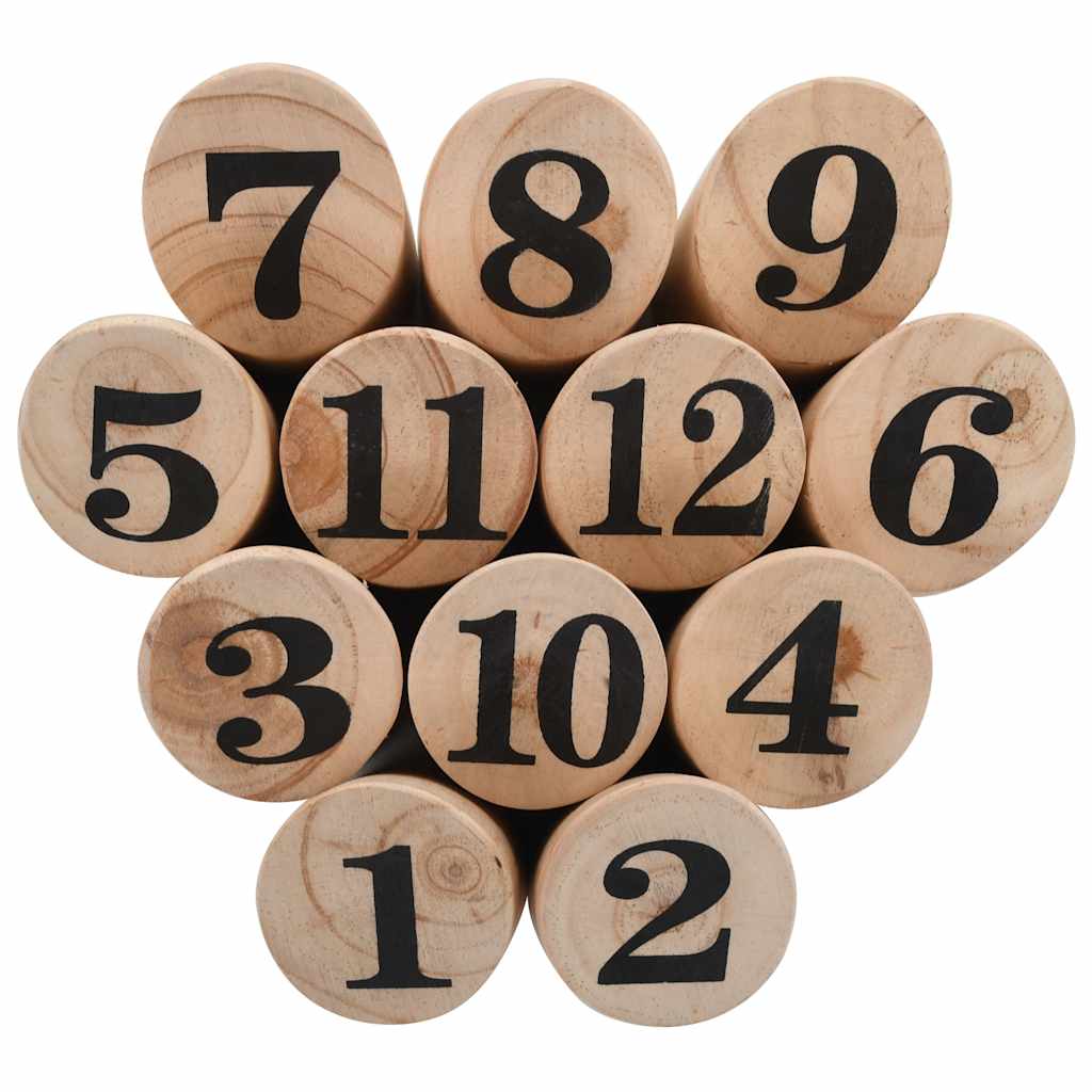 Conjunto de jogo kubb numerado em madeira